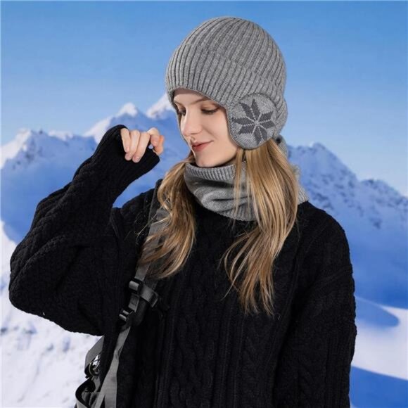 Women\'s Winter Beanie Hat with Face Shield Peruvian Circle Scarf Set main image 6